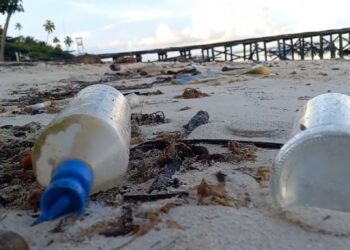 ilustrasi sampah di pesisir Kalimantan Timur (Sirana.id)