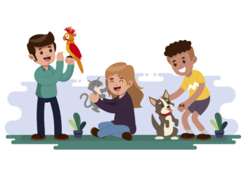 Ilustrasi bermain dengan hewan (Sumber: Freepik)