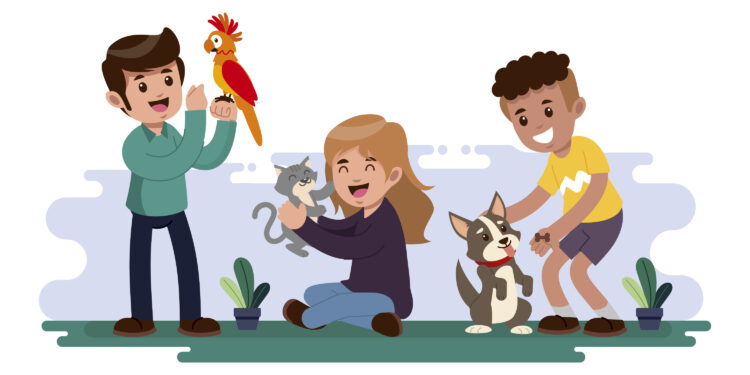 Ilustrasi bermain dengan hewan (Sumber: Freepik)