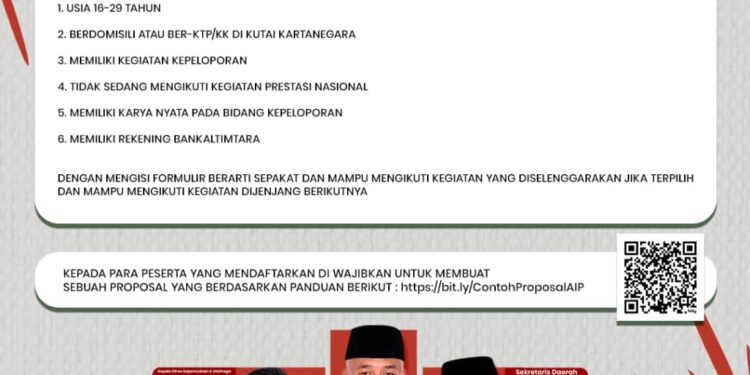 Dispora Kukar Buka Pendaftaran Duta Pemuda 2025, Cari Pemuda Inspiratif dan Berprestasi