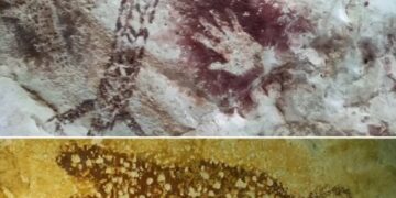 Lukisan purba di Kampung Merabu, Kelay, Berau (foto: @harleysastha)