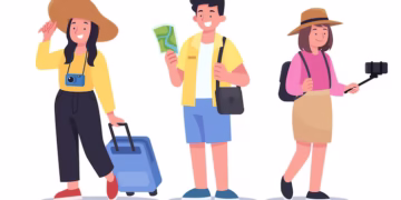 (Ilustrasi turis yang sedang berwisata/Freepik)