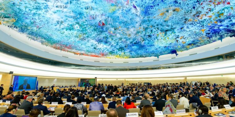 Sidang Dewan HAM PBB di Jenewa, Swiss, 24/02/2025 (© Joan Sutter via Shutterstock)